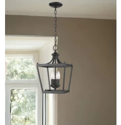 Vintage Black Metal Tapered Hanging Light