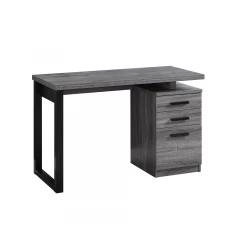24" Gray and Black Computer Desk With Three Drawers