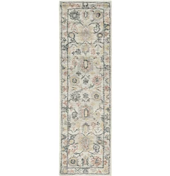 dyed floral traditional indoor runner rug with beige pattern and creative arts design
