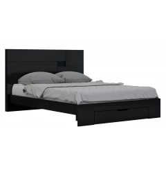 Solid Wood King Black Bed