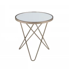 22" Brass And Clear Glass Round End Table