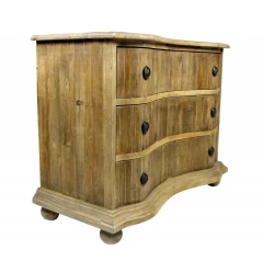 44" Natural Solid Wood Three Drawer Dresser