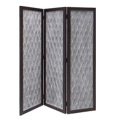 70" Brown Folding Three Panel Screen Room Divider