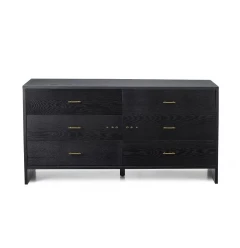 59" Grey Ash Manufactured Wood Six Drawer Double Dresser