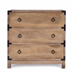 28" Natural Wood Solid Wood Three Drawer Dresser