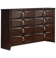 59" Espresso Eight Drawer Double Dresser