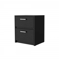19" Black Two Drawer Nightstand With Integrated Tech