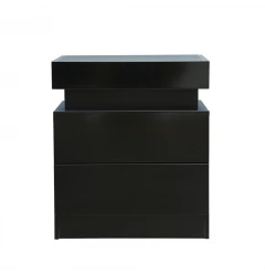 20" Black Two Drawer Lighted Nightstand