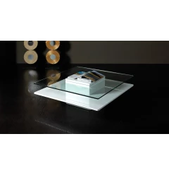 Modern white MDF glass coffee table for living room decor