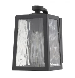 Matte Black glass panels Outdoor Wall Light