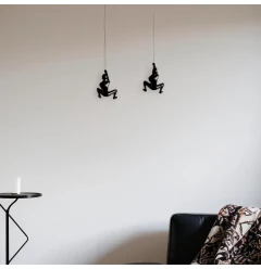 Set Of Two 6" Black Unique Climbing Men Wall Art