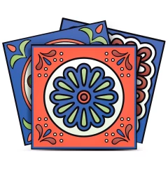 7" X 7" Mediterra Terra Cotta Mosaic Peel And Stick Removable Tiles
