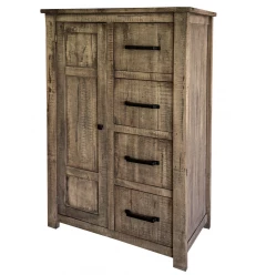 37" Brown Solid Wood Four Drawer Chest