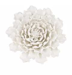9" Off White Sculptural Flower Ceramic Wall Decor