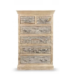 35" White Solid Wood Six Drawer Chest