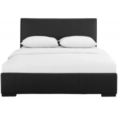 Black Solid and Manufactured Wood Twin Upholstered Faux Leather Bed Frame