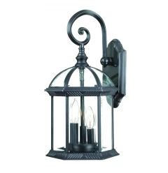 Three Light Matte Black Eastern Lantern Wall Light