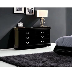 60" Black Solid and Manufactured Wood Six Drawer Double Dresser