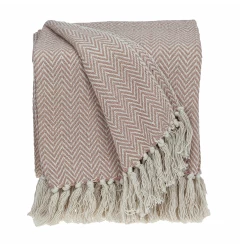 Pink Woven Cotton Solid Color Reversable Throw