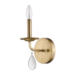 Light Gold Wall Sconce with Crystal Accent