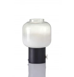 mod pod black glass table lamp with sleek design and cylindrical glass base
