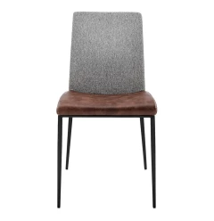 Set of Two Brown and Light Gray Stainless Steel Chairs