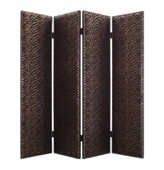 1 X 84 X 84 Bronze Wood & Fabric  Screen