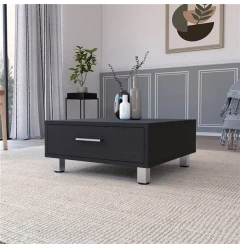 24" Black Coffee Table With Drawer