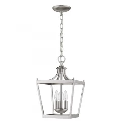 Vintage Silver Metal Tapered Hanging Light