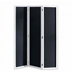 67" Black and White Chalkboard Wood Folding Three Panel Screen Room Divider