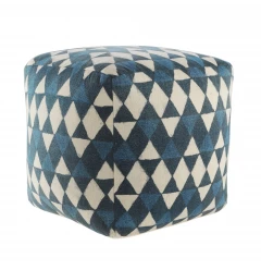 20" Blue 100% Cotton Ottoman
