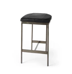 26" Gold Faux Leather Backless Counter Height Bar Chair