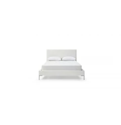 Full White Upholstered Faux Leather Bed