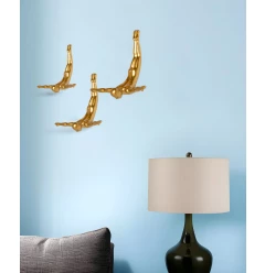 Set of Three 7" Gold Divers Resin Wall Decor