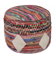 18" Multicolored Cotton Blend Ottoman