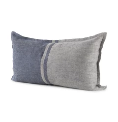 Gray blue block lumbar pillow cover on couch with comfortable throw pillow design in denim texture