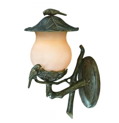 Vintage Black and Gold Bird Detail Lantern Wall Light