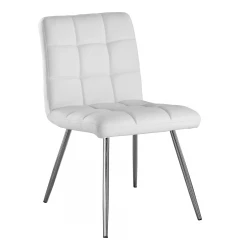 47" X 37" X 63" White Foam Metal Polyurethane Leather Look  Dining Chairs 2Pcs
