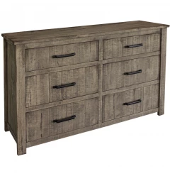 62" Brown Solid Wood Six Drawer Double Dresser