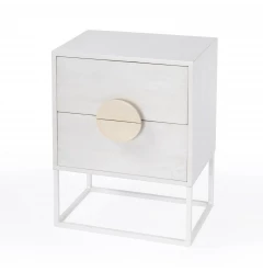 24" Off White Two Drawer Nightstand