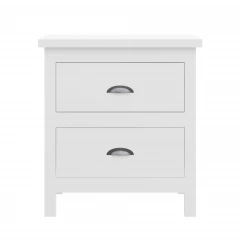 20" White Two Drawer Nightstand With Solid Wood Top