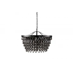 Chandelier Seven Light Iron And Glass Dimmable Semi-Flush Ceiling Light