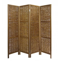 Brown Willow Four Panel Room Divider Screen