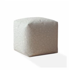 17" Gray Cotton Stars Pouf Ottoman