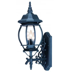 Three Light Matte Black Glass Globe Wall Light