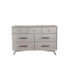 59" Gray Solid Wood Seven Drawer Double Dresser