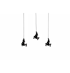 Set of Three 6" Black Resin Unique Climbing Men Wall Decor