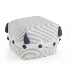 18" Gray 100% Cotton Ottoman