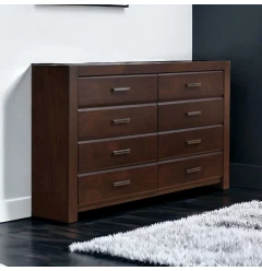 59" Brown Solid and Manufactured Wood Eight Drawer Double Dresser