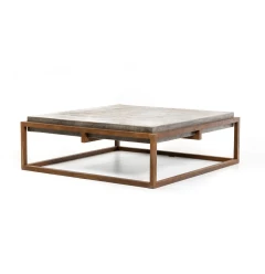 15" Concrete And Metal Coffee Table